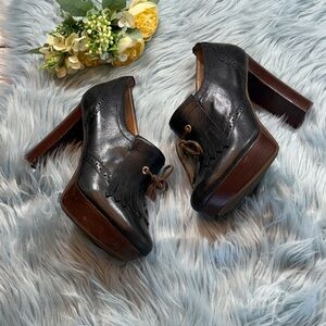 Sperry Toprider McKenna Black Platform Block Retro Heels sz 7.5